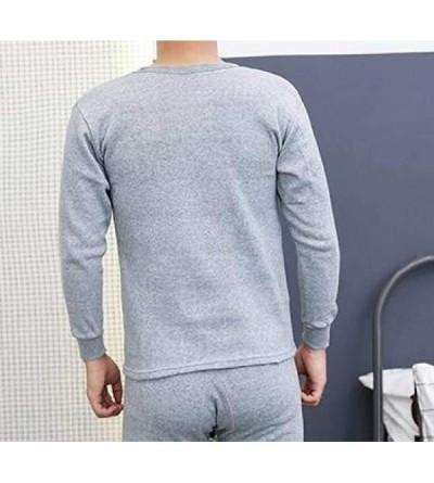 Thermal Underwear Men's Slim Thermal Underwear Soft Top & Bottom Set with Fleece Lined - Grey - C7192AW7H0E $20.02