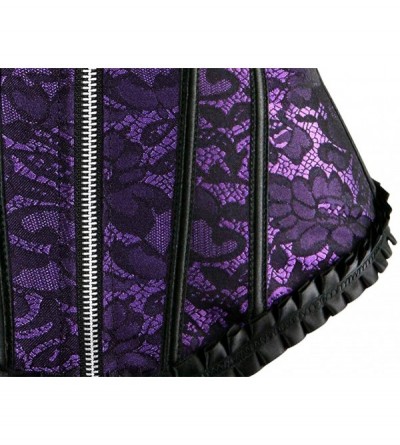 Bustiers & Corsets Womens Corset Plus Size Sexy Lingerie Floral Lace Up Boned Overbust Bustier Top - Purple-2805a - CN18U8ZSL...