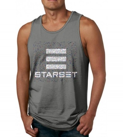 Undershirts Mens Sports Printed Starset Sleeveless Tank Tops Tees - Deep Heather - CC199GER5AA $60.69