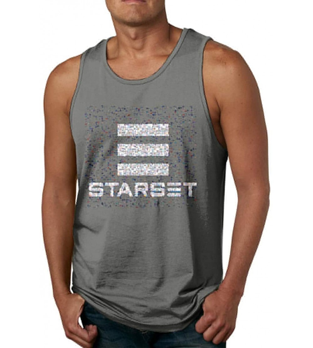 Undershirts Mens Sports Printed Starset Sleeveless Tank Tops Tees - Deep Heather - CC199GER5AA $28.83