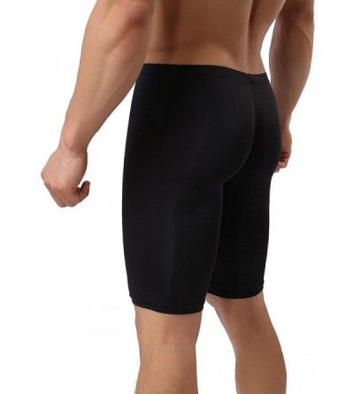 Boxers Men's Long Boxer Briefs Underwear Compression Pants Stretch Base Layer - Black - CH1834HCK2E $15.56