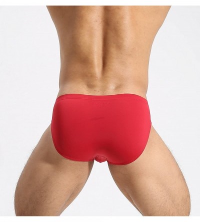 Briefs Silky Soft Shorts Men Bikini Underwear Wide Belt Toning Briefs - Yellow \ Blue\ Red - C917Z6Y6A0Q $21.89