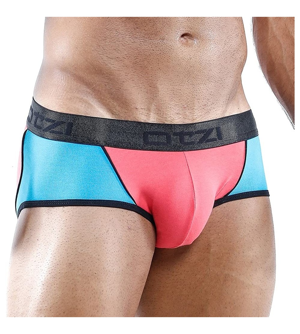 Briefs Infinite Universe Brief Micro Bulge Mens Sexy Fashionable Underwear - Coral/Turquoise - CZ12O0O2QQE $11.57