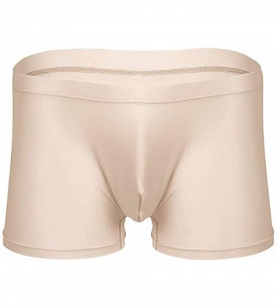 Boxer Briefs Men's Briefs Ice Silk Underwear Sports Seamless Breathable Boxer Briefs - Nude - CJ18LMT6YWG $13.44