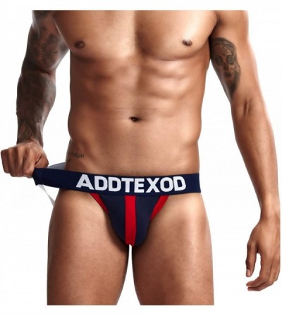 Bikinis Men's Sexy Cotton Jockstrap Underwear Performance Athletic Supporter - Ak7013-multicolor(4-pack) - C718X9AMYG3 $21.02