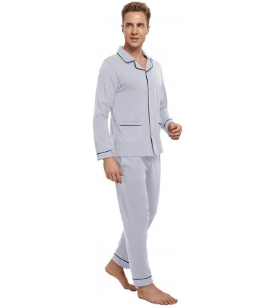 Sleep Sets Mens Pajamas Set-100% Cotton Lightweight Long Sleeve Pajama Set Sleepwear Button-Down Pajamas Set for Men S-3XL - ...