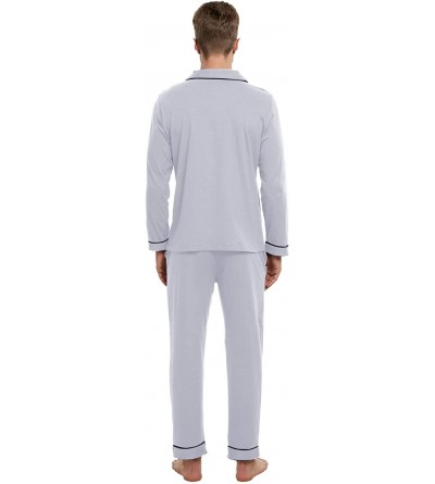 Sleep Sets Mens Pajamas Set-100% Cotton Lightweight Long Sleeve Pajama Set Sleepwear Button-Down Pajamas Set for Men S-3XL - ...