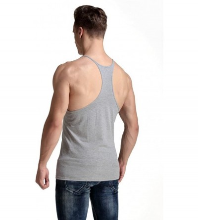 Undershirts Men's Fitness Gym Tank Top Singlet Bodybuilding Stringers Sleeveless Muscle Shirt - White - CZ12K78PX3P $14.23