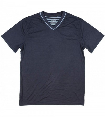 Sleep Sets Men's Soft Knit V-Neck Top Shirt - Navy - C1192OUGK68 $12.08