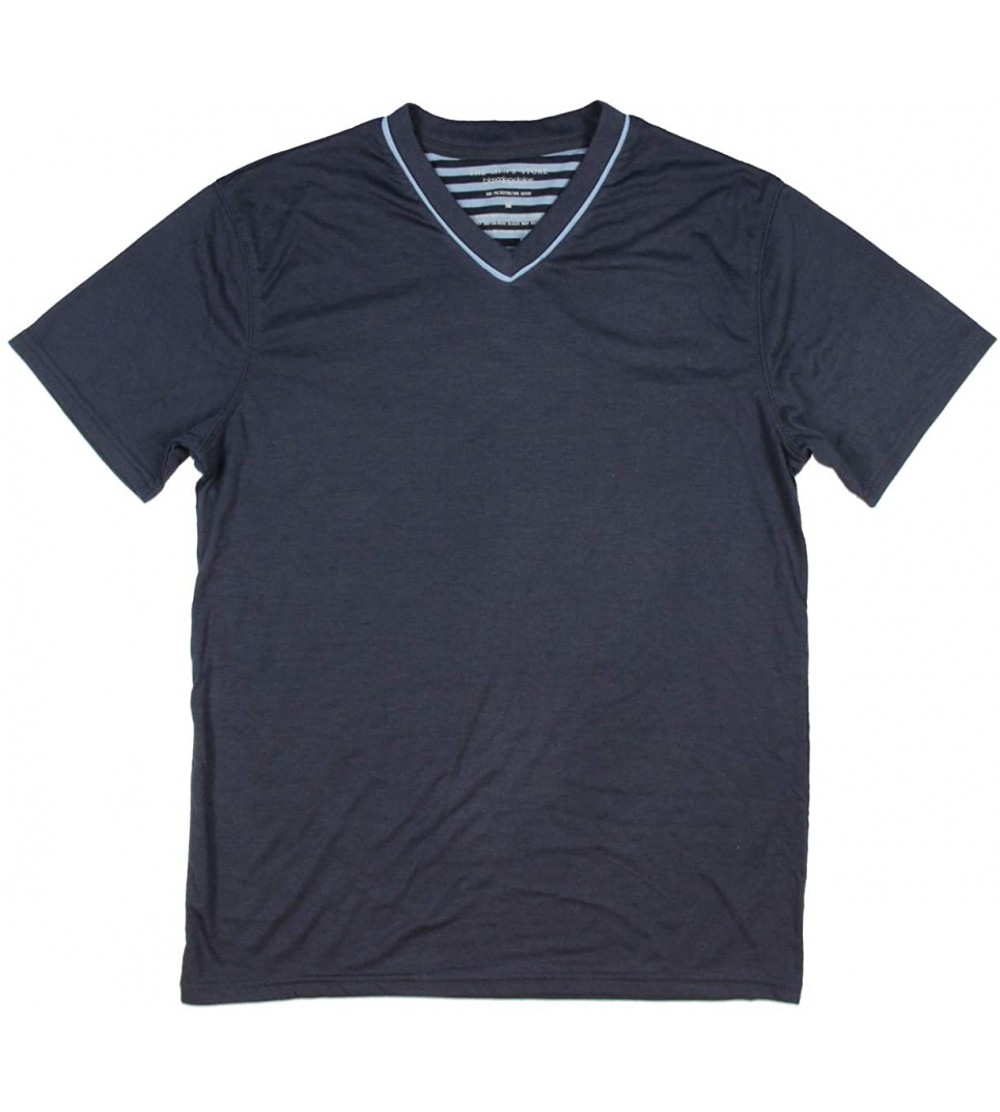 Sleep Sets Men's Soft Knit V-Neck Top Shirt - Navy - C1192OUGK68 $12.08