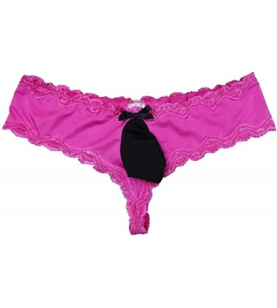 Briefs Men's Lingerie Lace Trim Bikini Briefs Underwear Underpants with Bulge Pouch - Rose - CL187RCLZA6 $9.84