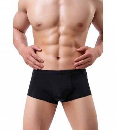 Boxer Briefs Mens Underwear Ice Silk Boxer Briefs Light Weight Boxer Smooth Hipster - Black - CP18H0UG6AR $21.94
