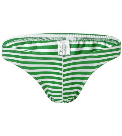 Bikinis Men's Sexy Mesh Pouch Underwear Underwear Low Rise Bulge Thong Stripe Underwear - Green - C91905HGGED $14.78