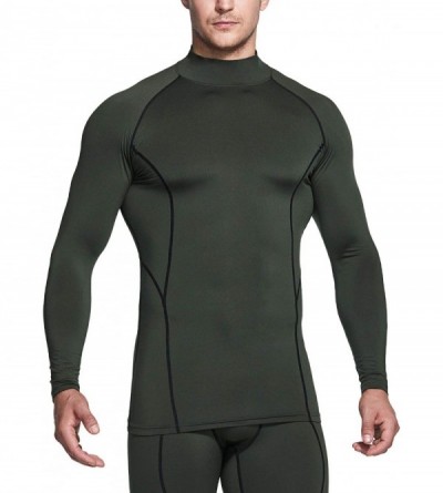 Thermal Underwear Men's Thermal Long Sleeve Compression Shirts- Mock/Turtleneck Winter Sports Running Base Layer Top - Olive ...