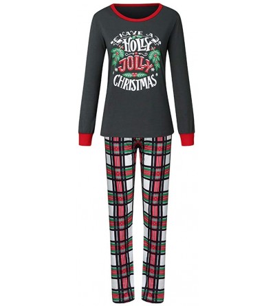 Sleep Sets Matching Family Pajamas Sets Christmas Plaid Tops Pants Family Pajamas Sleepwear - ☀mommy-gray - CE192G5USAQ $54.41