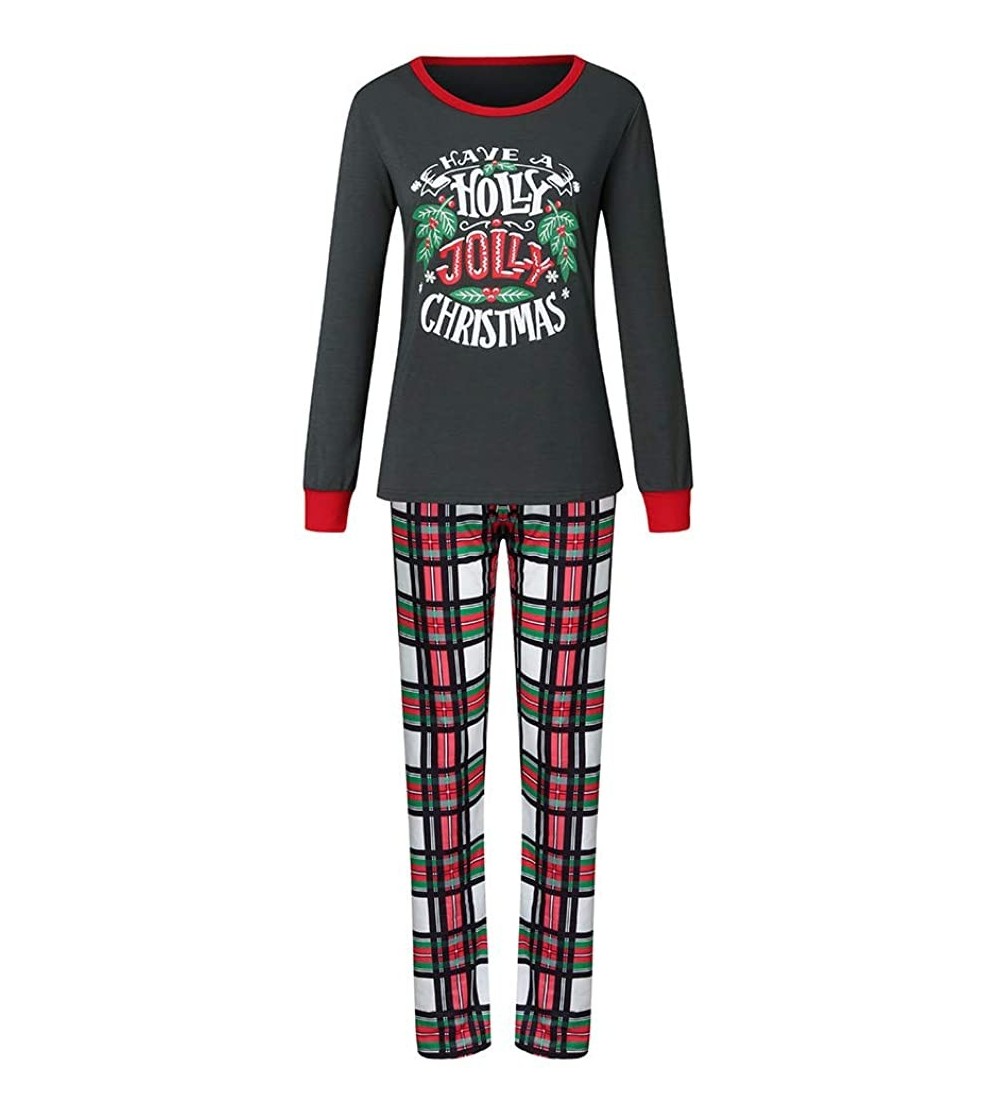 Sleep Sets Matching Family Pajamas Sets Christmas Plaid Tops Pants Family Pajamas Sleepwear - ☀mommy-gray - CE192G5USAQ $30.92