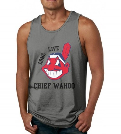 Undershirts Male Long Live Chief Wahoo Printed Sports Sleeveless Tank Top Tees - Deep Heather - C0197TODYZX $27.18