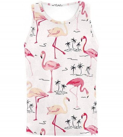 Undershirts Men's Muscle Gym Workout Training Sleeveless Tank Top Flamingo and Palm Trees - Multi4 - C219DW80NGW $30.27