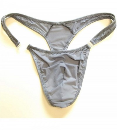 G-Strings & Thongs Sexy Underwear Translucent Men Nylon Thongs on Bikini Briefs G-Strings/Jocks/Tanga/T-Back Size - Khaki - C...
