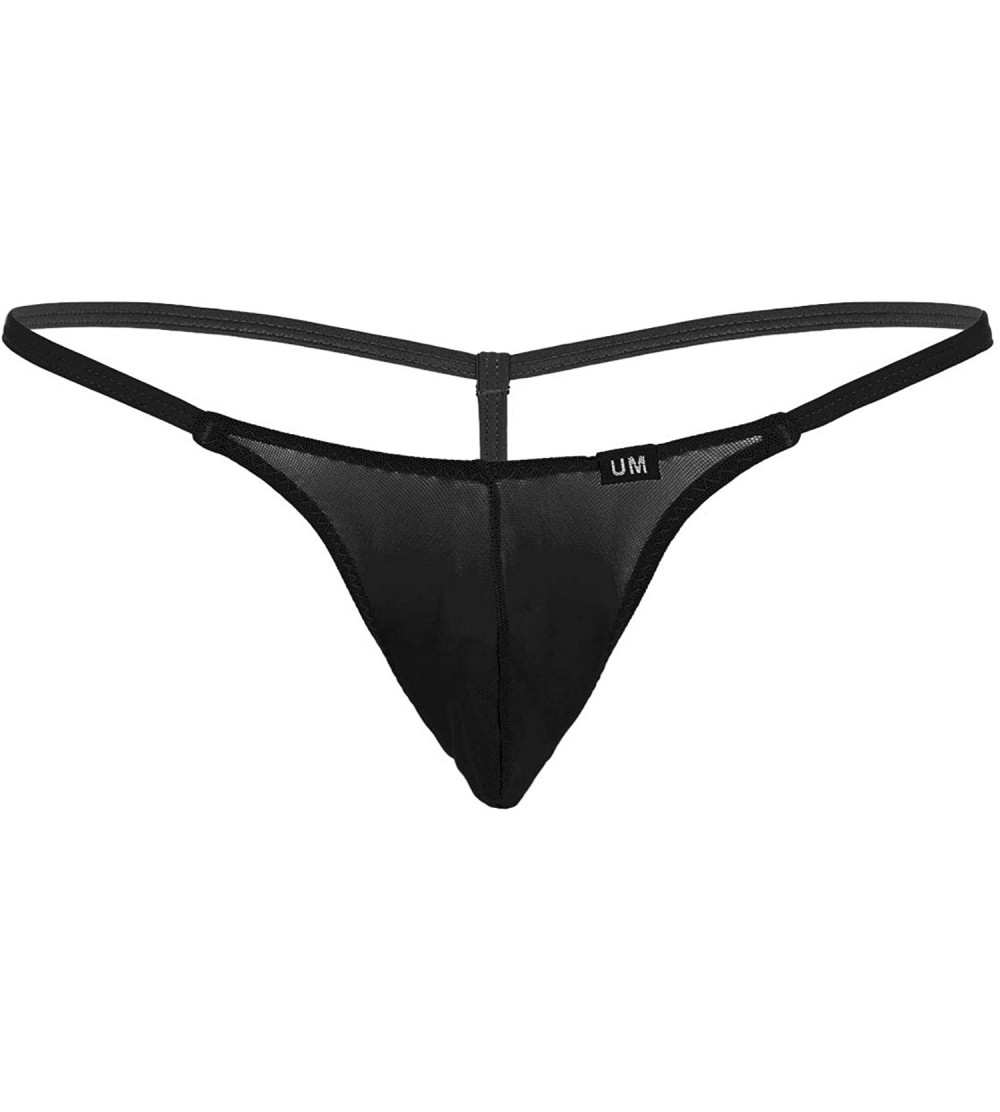 Men Mesh Sheer Pouch Thong G-String Jockstrap V-String Panties Breathable  Micro Bikini Underwear - Black - CJ194A65ZZD