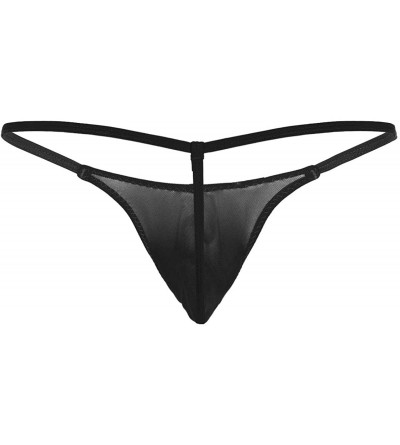 G-Strings & Thongs Men Mesh Sheer Pouch Thong G-String Jockstrap V-String Panties Breathable Micro Bikini Underwear - Black -...