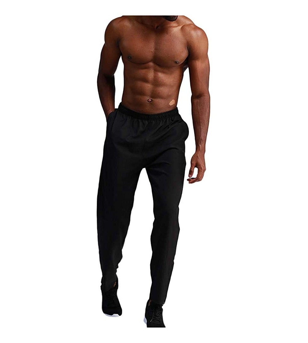 Thermal Underwear Mens Lightweight Joggers Elastic Waist Sweatpants Zipper Bottom Sports Pants Trousers for Gym Running Athle...