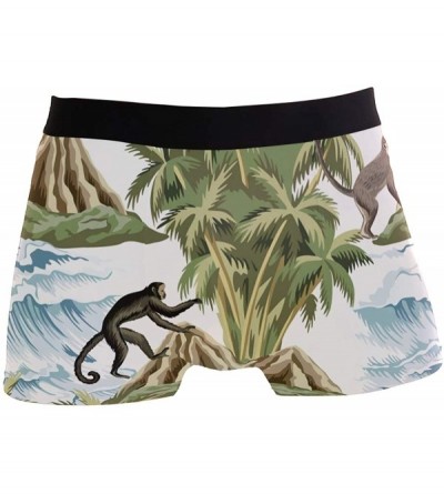 Boxer Briefs Funny Moose Dog Cat Leopard Men's Underwear Boxer Briefs Breathable- Multi - Tropical Monkey - C418RK4M02X $13.22