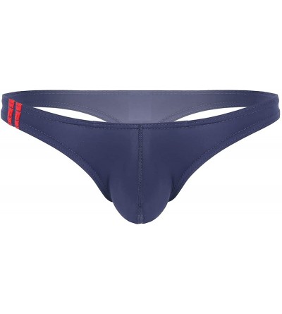 Briefs Men's Smooth Breathable T-Back Thongs Ice Silk Low Rise Bikini Briefs Underwear - Violet Blue - CQ18QKNZZ3T $11.47