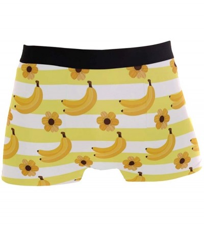 Boxer Briefs Mens Summer Bananas Yellow White Stripe Box Briefs Underwear Shorts - CC18WDSK0HA $25.88