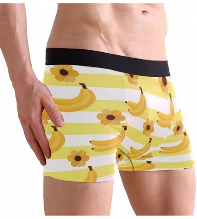 Boxer Briefs Mens Summer Bananas Yellow White Stripe Box Briefs Underwear Shorts - CC18WDSK0HA $13.78