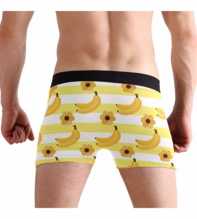 Boxer Briefs Mens Summer Bananas Yellow White Stripe Box Briefs Underwear Shorts - CC18WDSK0HA $13.78