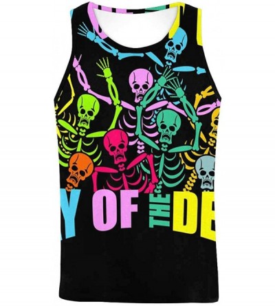 Undershirts Men's Muscle Gym Workout Training Sleeveless Tank Top Skull and Flower - Multi9 - CD19DLOTL6A $62.95