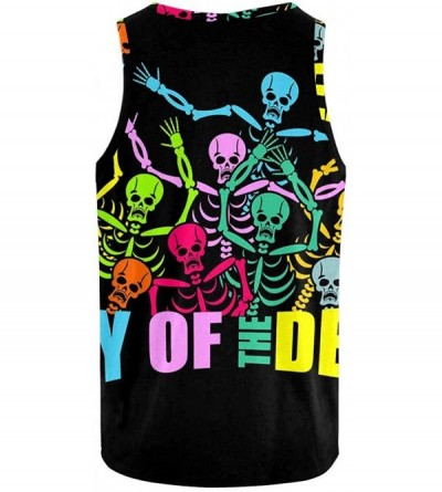 Undershirts Men's Muscle Gym Workout Training Sleeveless Tank Top Skull and Flower - Multi9 - CD19DLOTL6A $23.08