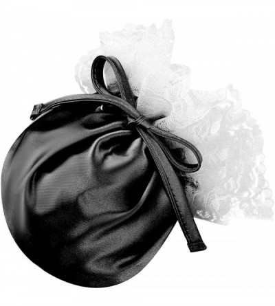 Briefs Men's Floral Lace Trim Satin Drawstring Bulge Pouch C-String Mini Briefs Underwear - Black - CY19D87W9HR $35.03