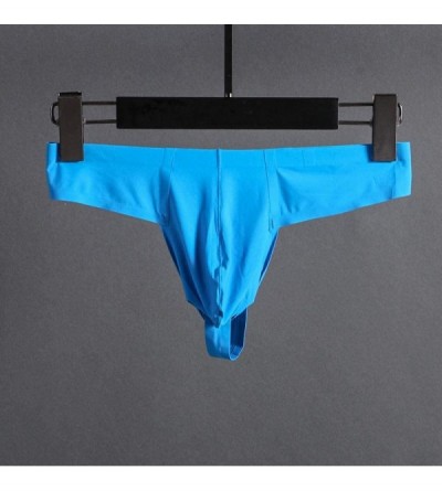Briefs Men's Thongs Men's Low Waist U Convex ice Silk T Pants-Color_L - Color - C619C23QMM0 $24.49