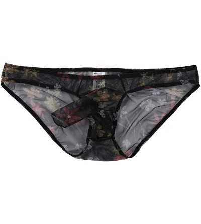 G-Strings & Thongs Men's Sheer Underwear G-String Thong Sissy Bulge Pouch Panties Transparent Briefs Lingerie - Black Type B ...