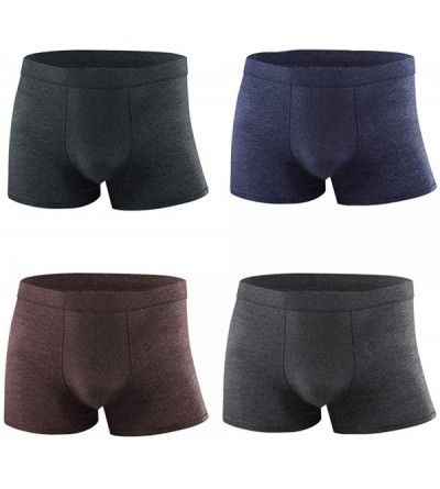 Boxers Ice Silk Cool Dry Underwear Trunk Pack U Convex Pouch Sexy No Show Boxer Briefs - 4-pack-black+navy Blue +Maroon+deep ...