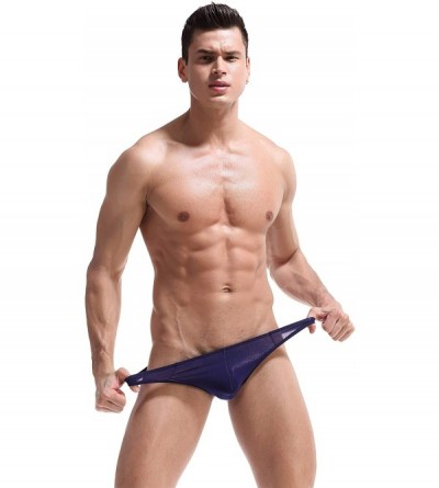 Bikinis Men's Sexy Modal Underwear U Convex Bag T Thong Sexy Panties - Navy - CG18I6HWY0W $13.02