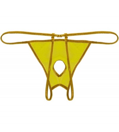 G-Strings & Thongs Mens Shiny Metallic Low Rise Open Pouch G-String Thong Backless Bikini Briefs Jockstrap Underwear - Gold -...