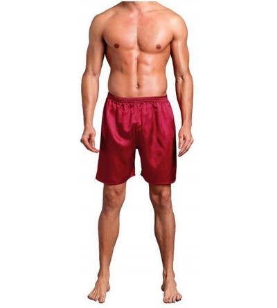 Robes 1Pcs Mens Sleep Bottoms Sleepwear Men Underwear Solid Silk Satin Boxers Shorts Nightwear Pajamas - R - C018WN5R7YZ $23.16