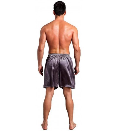 Robes 1Pcs Mens Sleep Bottoms Sleepwear Men Underwear Solid Silk Satin Boxers Shorts Nightwear Pajamas - R - C018WN5R7YZ $23.16
