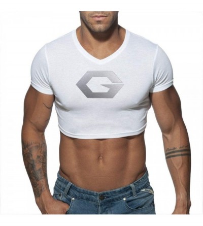Thermal Underwear Men's T-Shirt Cotton Sports Vest Yoga Suit Sweat-Absorbent Breathable V-Neck Sexy Exposed Navel Underwear R...