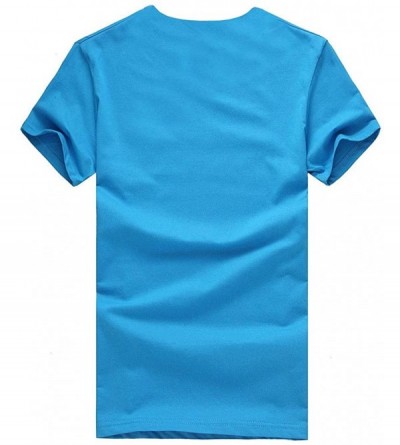 Undershirts Men Short Sleeve Fashion Casual Summer Star Print Crewneck Tops Blouse T-Shirts - Blue - CL18R5RCENH $16.64