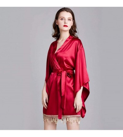 Baby Dolls & Chemises Women's Lace Kimono Robe Babydoll Lingerie Satin Soft Silky Nightgown Sexy Short Lace Dress Sheer Gown ...