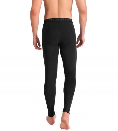 Thermal Underwear Men's Ultra Soft Winter Warm Base Layer Top & Bottom Fleece Lined Thermal Set Long John - Black2 - CY18XIY6...