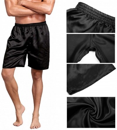 Sleep Bottoms Mens Silk Satin Boxers Shorts Underwear Sleep Pajama Lounge Shorts - 4 Pack(black+black+gray+gray) - C1199AN9WA...