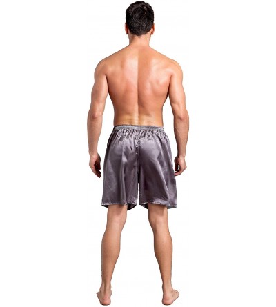 Sleep Bottoms Mens Silk Satin Boxers Shorts Underwear Sleep Pajama Lounge Shorts - 4 Pack(black+black+gray+gray) - C1199AN9WA...