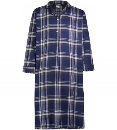 Sleep Tops Sleepwear Men's 100% Cotton Flannel Nightshirt Sleep Shirt - Big Plaid - C418GDORO5N $71.25