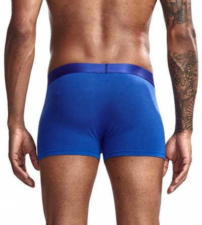 Boxer Briefs Boxer Briefs Mens Solid Cotton Blend Sweat Absorbing Underpants Mesh Splice Pouch Underwear - Blue - C818X76A3O5...