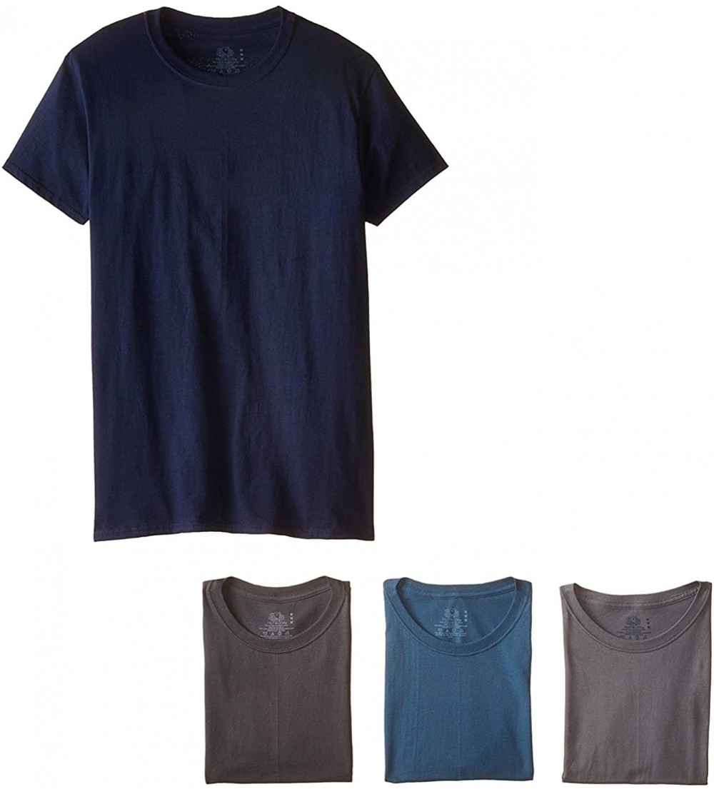 Undershirts Men's Stay Tucked Crew T-Shirt- (XX-Large- Assorted Blue/Grey) (Pack of 4) - CQ18Q72CAD9 $23.54